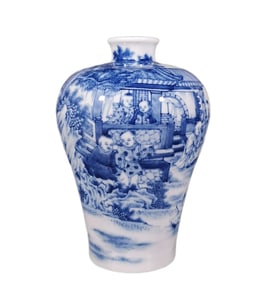 A piece of Qing Yongzheng blue and white baby play plum vase