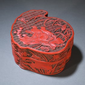 A piece of Qing Qianlong lacquer carved mandarin duck water box