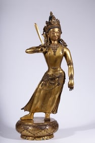 A bronze gilt statue of Manjushri Bodhisattva from the Qing Dynasty