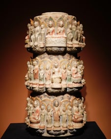 Tang Dynasty white marble thousand Buddha pillars