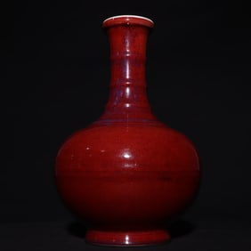 An old collection of Qing Dynasty Qianlong kiln glazed string pattern bottle