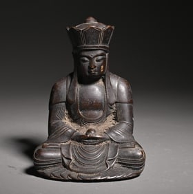 An old Tibetan rosewood Tibetan Buddha statue study ornament