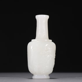 An old collection of Hetian white jade character story bottle
