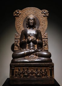 Bluestone carved Gendhara Buddha statue