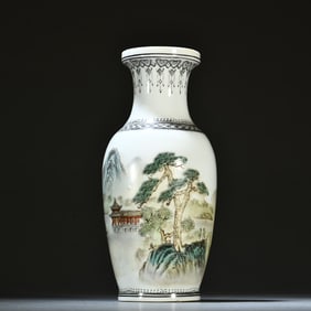 A Republic of China pastel landscape artistic conception appreciation bottle