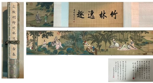Wen Zhengming, Bamboo Forest Fun Picture Scroll, Silk