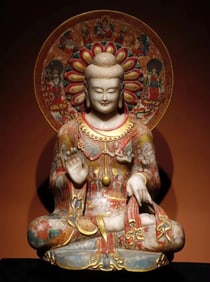 Northern Wei Dynasty white marble painted Buddha statue