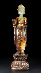 An old collection of Hetian jade Buddha statues