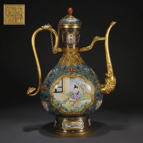 Qing Qianlong copper gilt cloisonné enamel inlay enamel holding pot