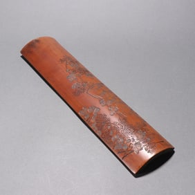 An old collection of famous bamboo carved pattern arm rest