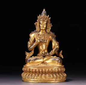 Bronze gilt Vajrasattva Buddha seated statue