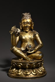 An old Tibetan bronze gilt Tibetan Buddha statue study ornament