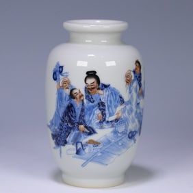 A Qing Qianlong official kiln pastel figure bottle