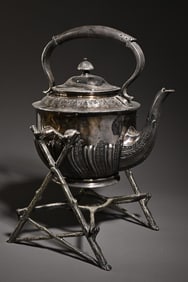 An old Tibetan bronze gilt silver pot scholar's ornament
