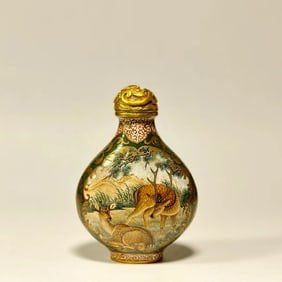 Qing Qianlong bronze gilt painting enamel snuff bottle