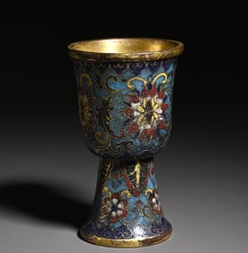 An old cloisonné enamel entwined flower wine glass study ornament