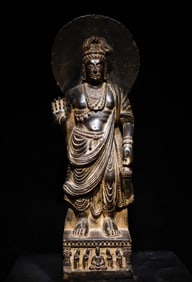 Precious bluestone carved Gandhara Buddha statue