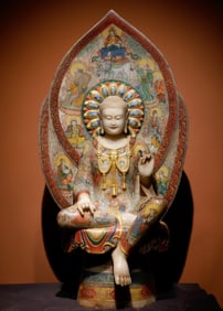 Northern Qi Dynasty white marble painted Buddha