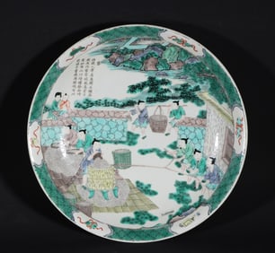 An old collection of Qing Dynasty Kangxi colorful figure plate