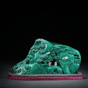 Malachite carving "Panasonic Gaoshi" mountain ornaments