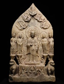 Northern Wei Dynasty white marble painted Buddha statue