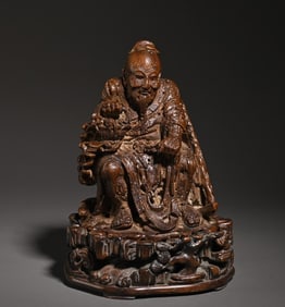 An old Tibetan bamboo carving figure ornament