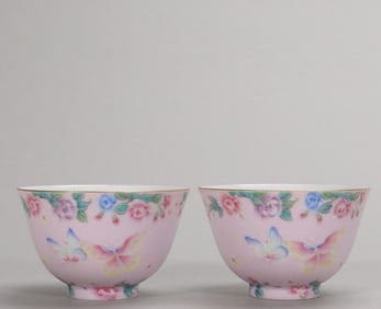 Qing Qianlong Palace powder rolling road butterfly tea round