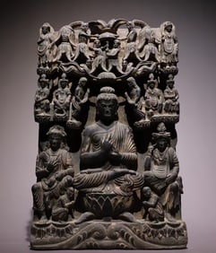 Gray flake rock gandhara ornament
