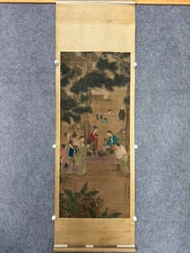 Tang Yin, appreciating the ancient artifacts on silk