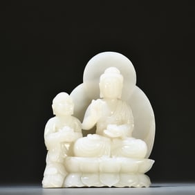 A piece of Hetian jade seed material such as Buddha ornaments