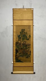 Wen Zhengming, silk, Qingshan Pavilion, original old mounting