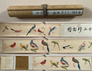 Lang Shining [Twelve Rare Birds] on silk
