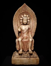 Tang Dynasty white marble painted Buddha statue