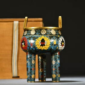 An old collection of cloisonne bronze gilt cloisonne entwined lotus pattern incense burner