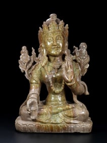 An old collection of Hetian jade Buddha statues