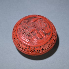 A late lacquer carved figure cover box