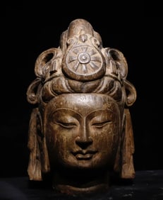 Tang Dynasty bluestone Guanyin Buddha head