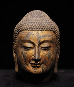 Northern Qi bluestone gold Buddha head
