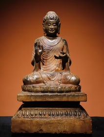 Tang Dynasty bluestone painted Buddha statue