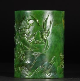One piece of Hetian jasper pen holder