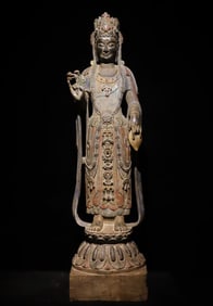 Northern Qi bluestone painted statue of Guanyin