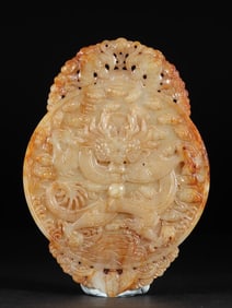 A piece of Hetian Yuxiang cloud dragon pattern screen heart