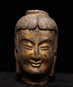 Northern Wei Dynasty bluestone gold Buddha head