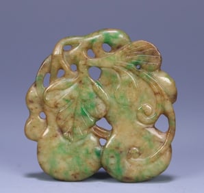 A piece of late Qing old jade gourd brand