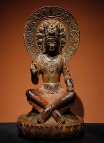 Northern Qi bluestone painted Guanyin