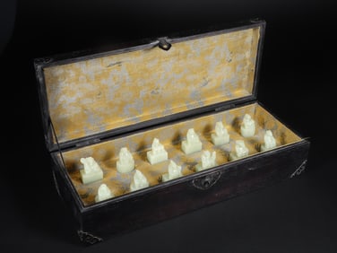 A set of Hetian jade zodiac button seals