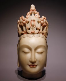 Northern Qi white marble painted Guanyin head