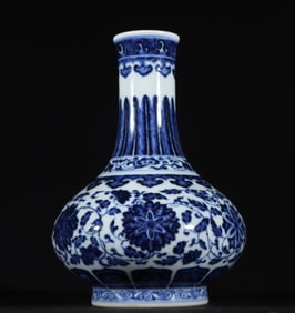 An old collection of Qing Dynasty Guangxu blue and white entangled flower pattern appreciation
