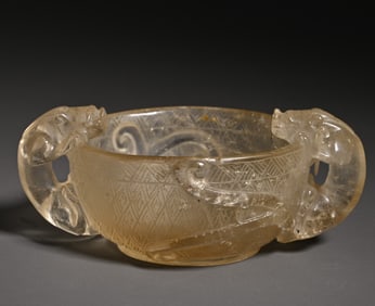 An old Tibetan crystal dragon washed study ornament