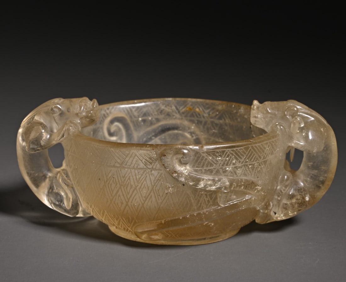 An old Tibetan crystal dragon washed study ornament (1 of 10)